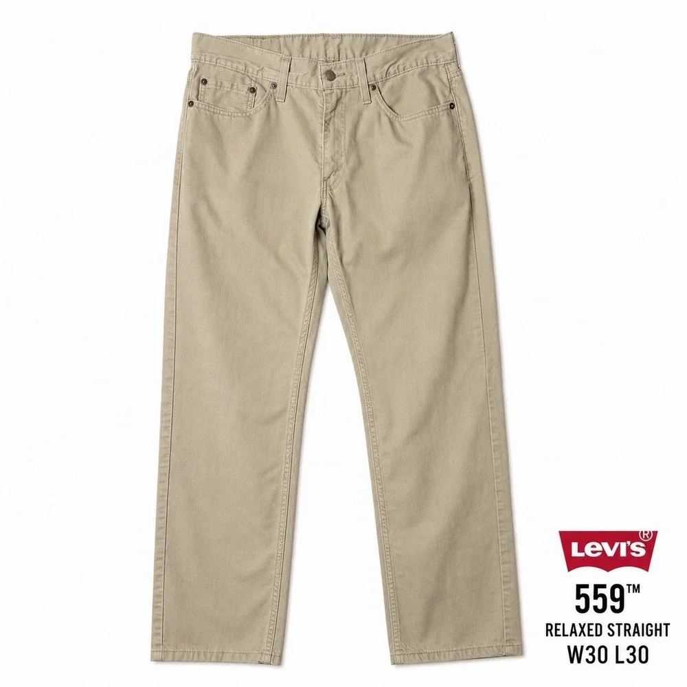 Levi's 559 Relaxed Straight Jeans Men's 30x30 Khaki Tan Denim Pants